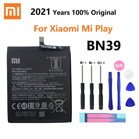 Xiao Mi 100% оригинальный аккумулятор BN39 для Xiaomi Play MiPlay Mi Play 3000 мАч аккумулятор для телефона большой емкости