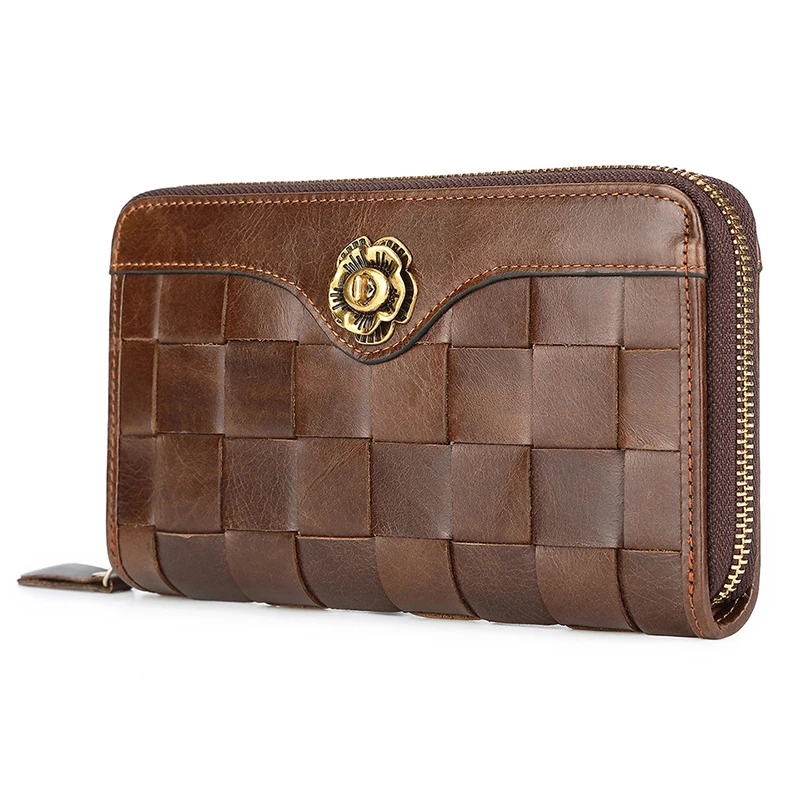 Women's	Genuine Leather Wallet Long Fashion Purse with Zipper Card Holder Coins Bag Luxury Wallets Clutch Dropshipping