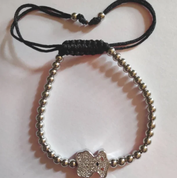 

gold silver micro pave cz Cubic Zirconia rope adjusted Copper Beads Bracelet e3343 Charm Braided Bangles Women