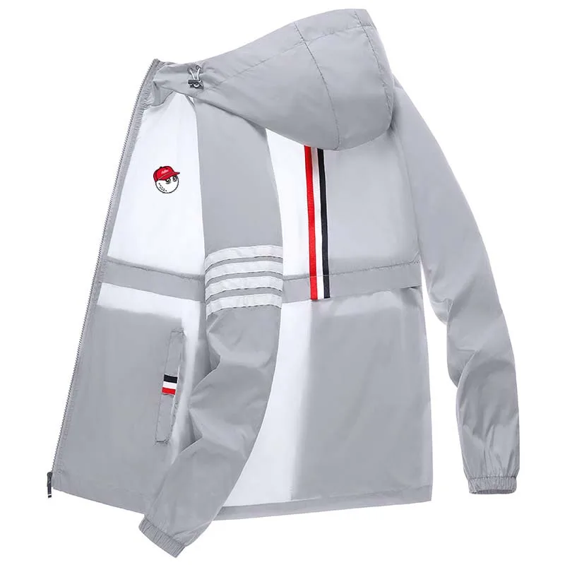 Men's Quick Dry Malbon Skin Coat Sunscreen Waterproof UV Thin Outwear Ultra-Light Breathable Golf For Men Hooded Jacket Wear