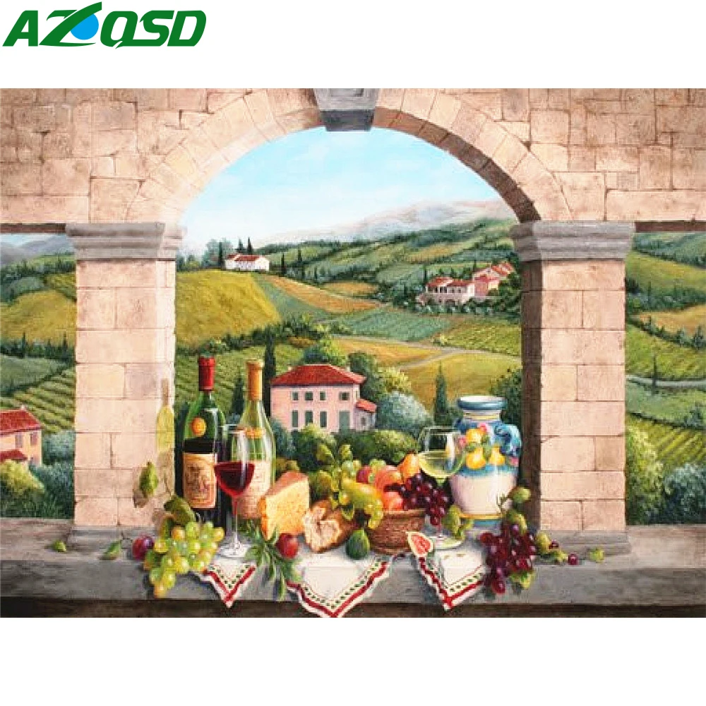 

AZQSD Diamond Embroidery New 2023 Fruit Kitchen Wall Decor Handmade 5d Diy House Field Painting Beer Liquor Cross Stitch Kit