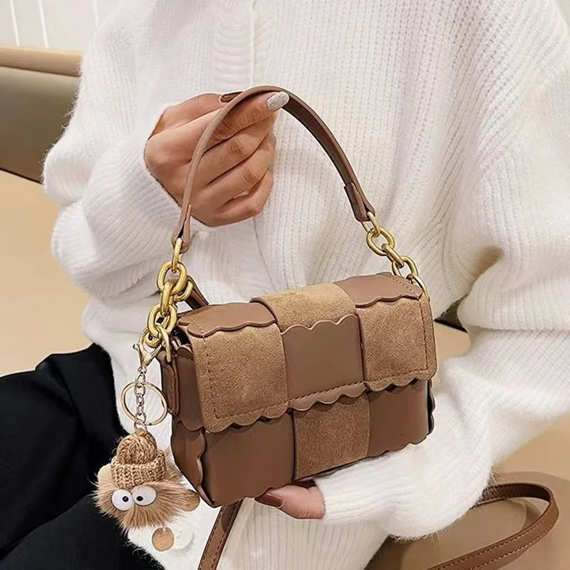 New DIY Self Made Material Woven Vintage Fashion Women's Handbag Four Seasons Carrying Small Popular Design Crossbody Bag