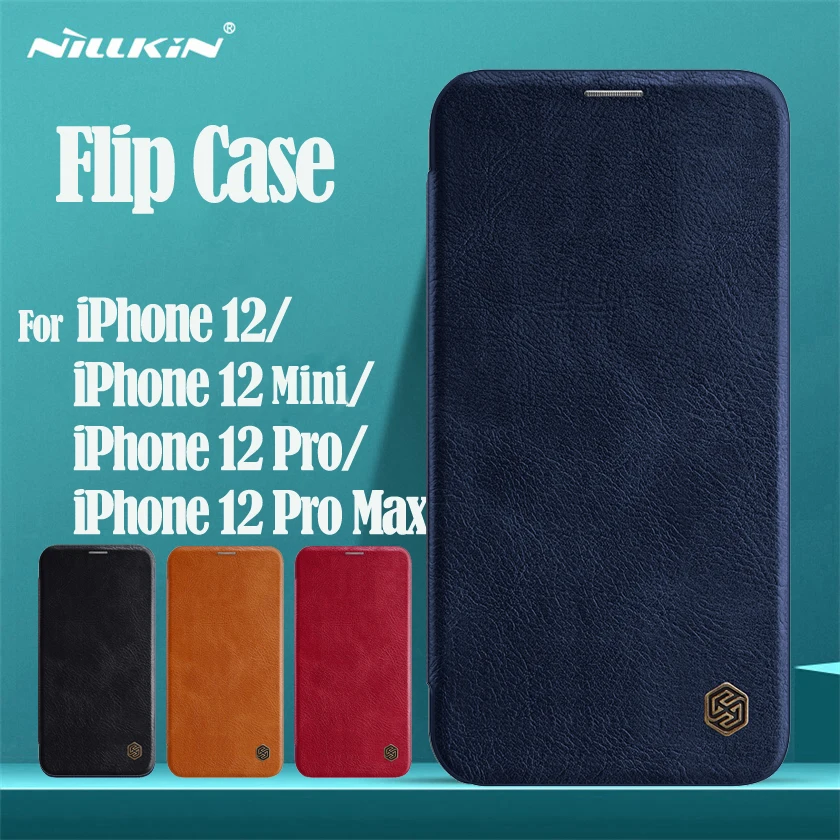 

For iPhone 12 Pro Max Flip Case For iPhone 12 Mini 12 Pro Phone Bag Nillkin Qin Leather Flip Cover Card Pocket Case For iPhone12