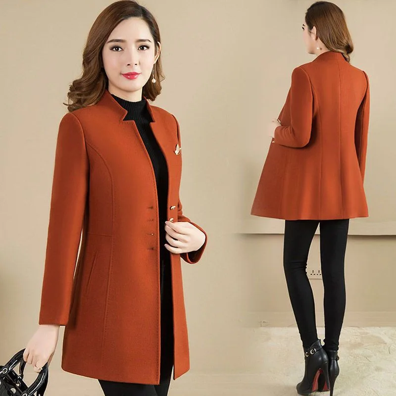 

2023New Autumn Winter Fashion Woolen Jacket Women's Loose Mid Long Single-Breasted Wool Coats Female Outerwea Overcoat Tops