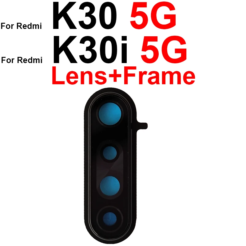 Фото Стеклянная крышка объектива задней камеры, рамка для Xiaomi Redmi K30 K30 Pro 4G 5G, рамка основной крышки задней камеры с наклейкой, запасные части №3