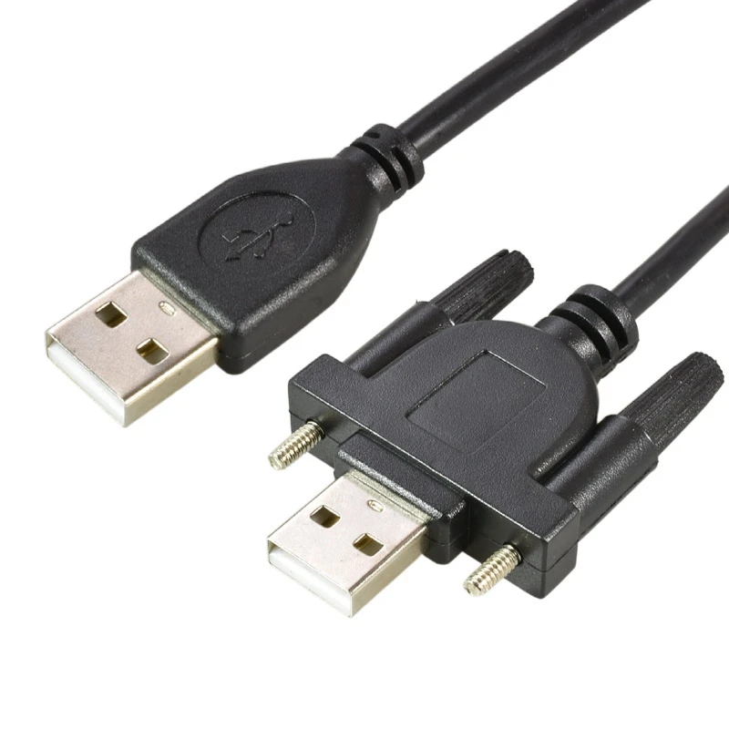 

Компьютерный расширяющий кабель с двумя USB-портами, 1,5 м, USB 2,0 A-Тип штекер-A-Тип штекер, высокоскоростной 480 Мбит/с, черный кабель для передачи данных с винтом