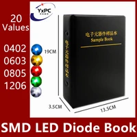 smd led diode sample book 20values 50pcs1206 0805 0402 0603 whitegreenblueredyellow high brightness light emitting lamp bead