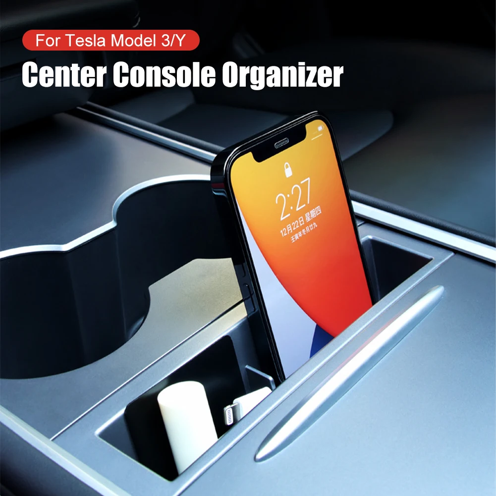 

For Tesla Model 3 Y 2021-2023 Center Console Armrest Storage Box Card Key Phone Charging Cable Organizer Case Car Accessories