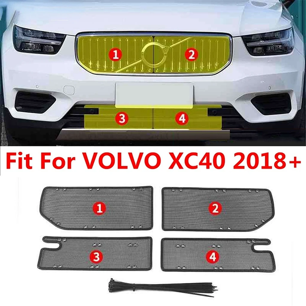 

Car Front Grille Middle Insert Net Insect Screening Mesh Cover Trim Protection For VOLVO XC40 2018 - 2022 Accessories Exterior