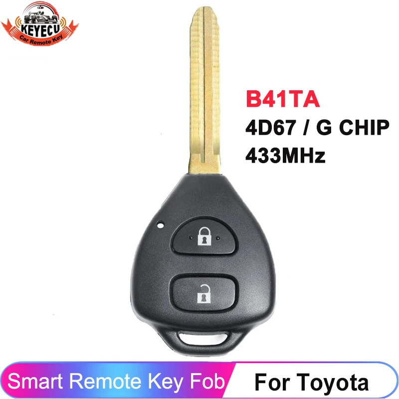 

KEYECU Model: B41TA 433MHz 4D67 CHIP For Toyota Hilux Yaris 2005 2006 2007 2008 2009 2 Buttons Car Remote Key Fob