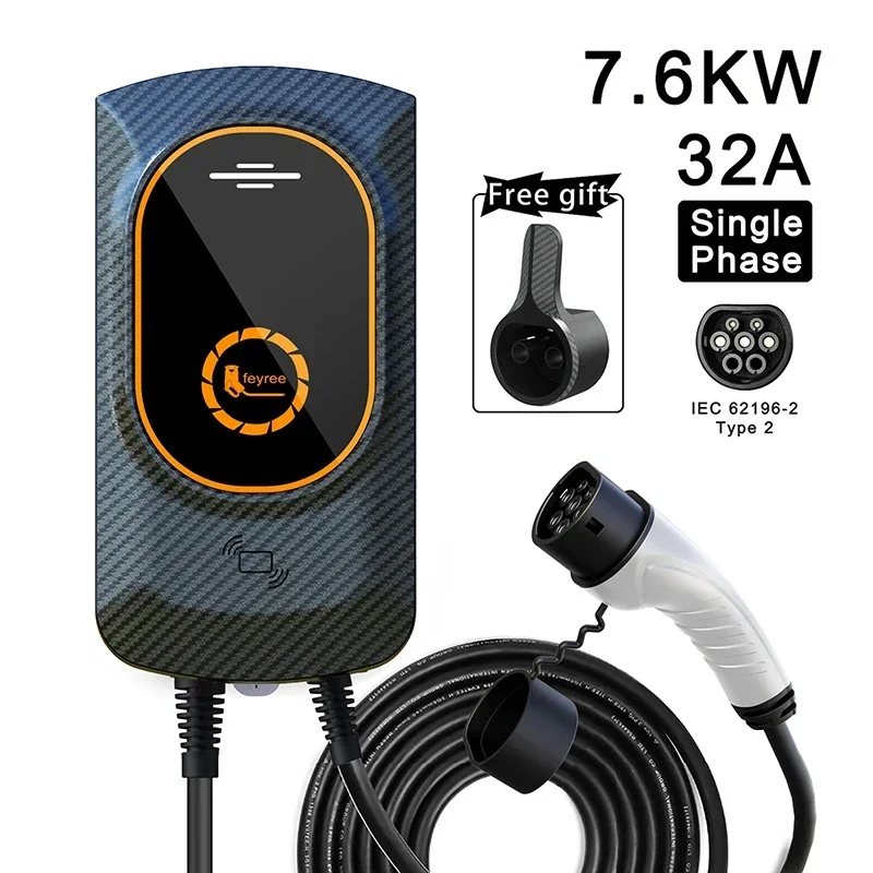 Feyree EV зарядное устройство тип 2 кабель 32A 7KW EVSE обои адаптер типа 1 j1772 1-фазный для