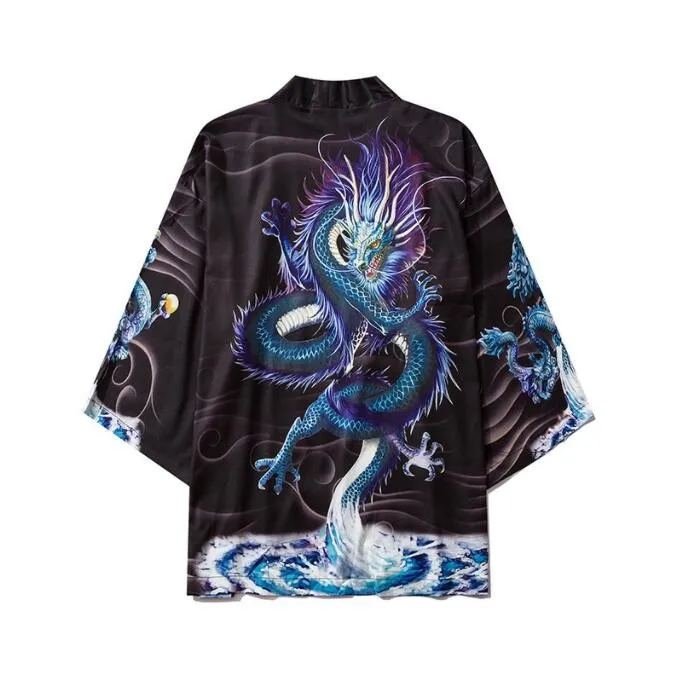 Винтажный костюм журавля Taoist мужское кимоно Свободный кардиган с рукавом 3/4