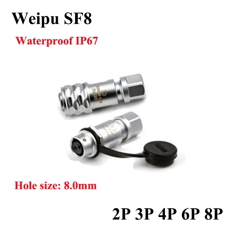 

Weipu SF8 Aviation Miniature Connectors Waterproof IP67 Hole size 8.0mm 2P 3P 4P 5P 6P 8 Cores Suitable For Cable Diameter 4-5mm