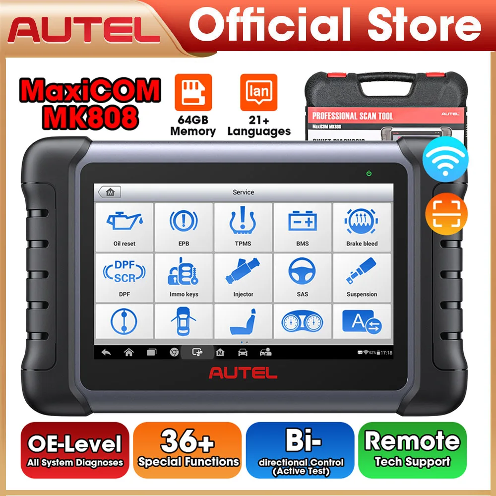 Сканер Autel MaxiCOM MK808 OBD2 считыватель кодов активный диагностический инструмент для автомобиля считыватель кодов OBDII кодирование ключей PK MK808BT