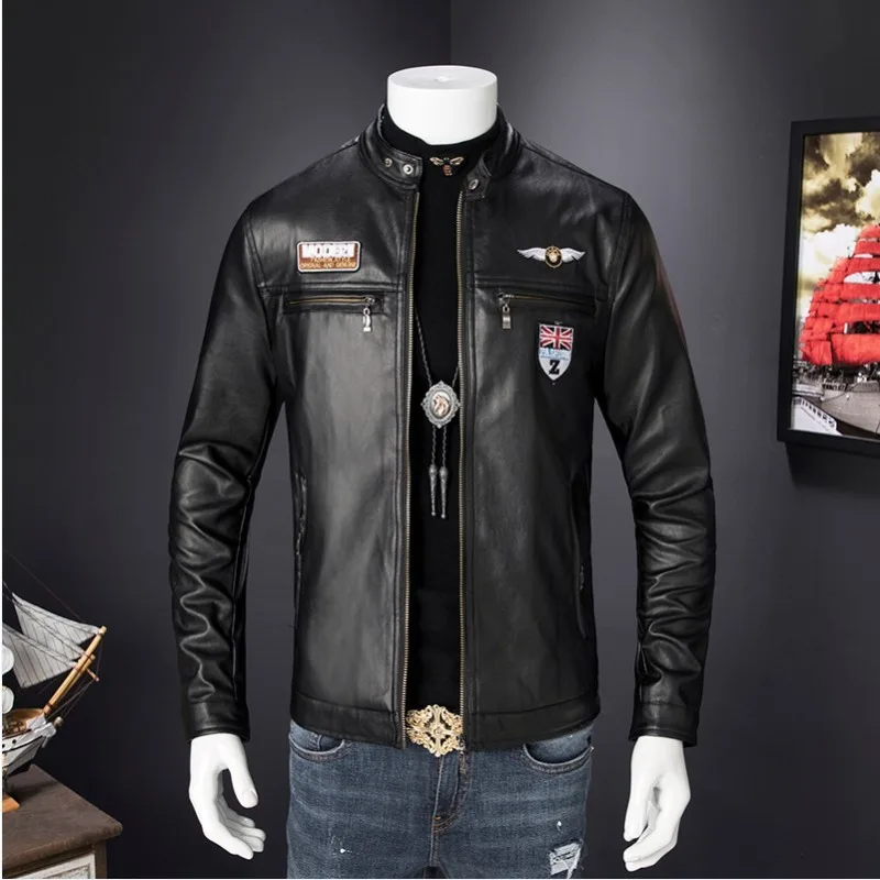 

2023 Spring and Autumn New Men's Motorcycle PU Leather Coat Men's Leather Jacket Men's Youth Slim Fit Korean Version Coat