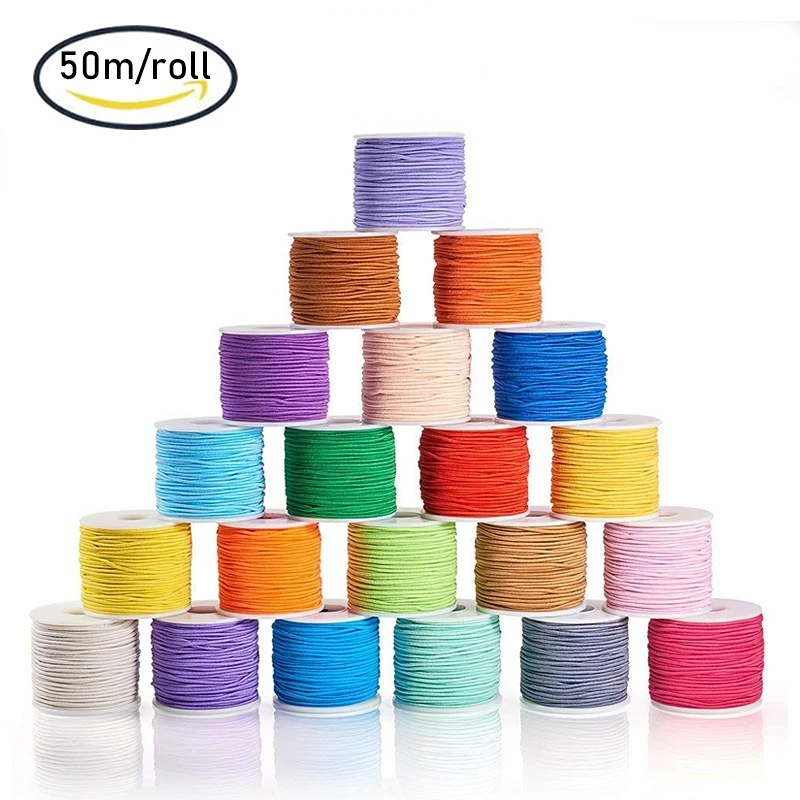 

2mm 50m Elastic Cord Beading Stretch Thread Fabric Crafting Cord for Jewelry Craft Making