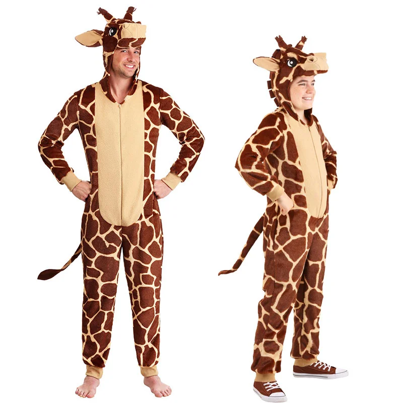 

Full Set Cute Giraffe Costume Adult Kids Halloween Animal Bodysuits Cosplay Stage Performance Costume