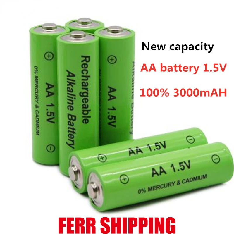 

New Brand AA Rechargeable Battery 3000mah 1.5V New Alkaline Rechargeable Batery for Led Light Toy Mp3 Free Shipping