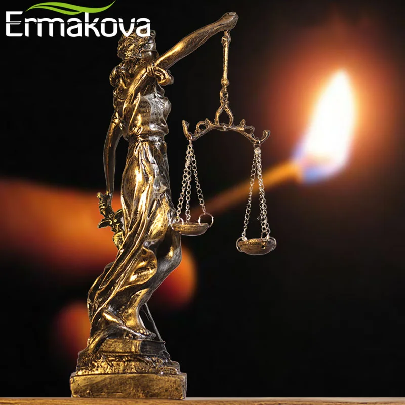 ERMAKOVA European Antique Bronze Greek Justice Goddess Statue Fair Angels Resin Sculpture Ornaments Desktop Home Decoration Gift images - 6