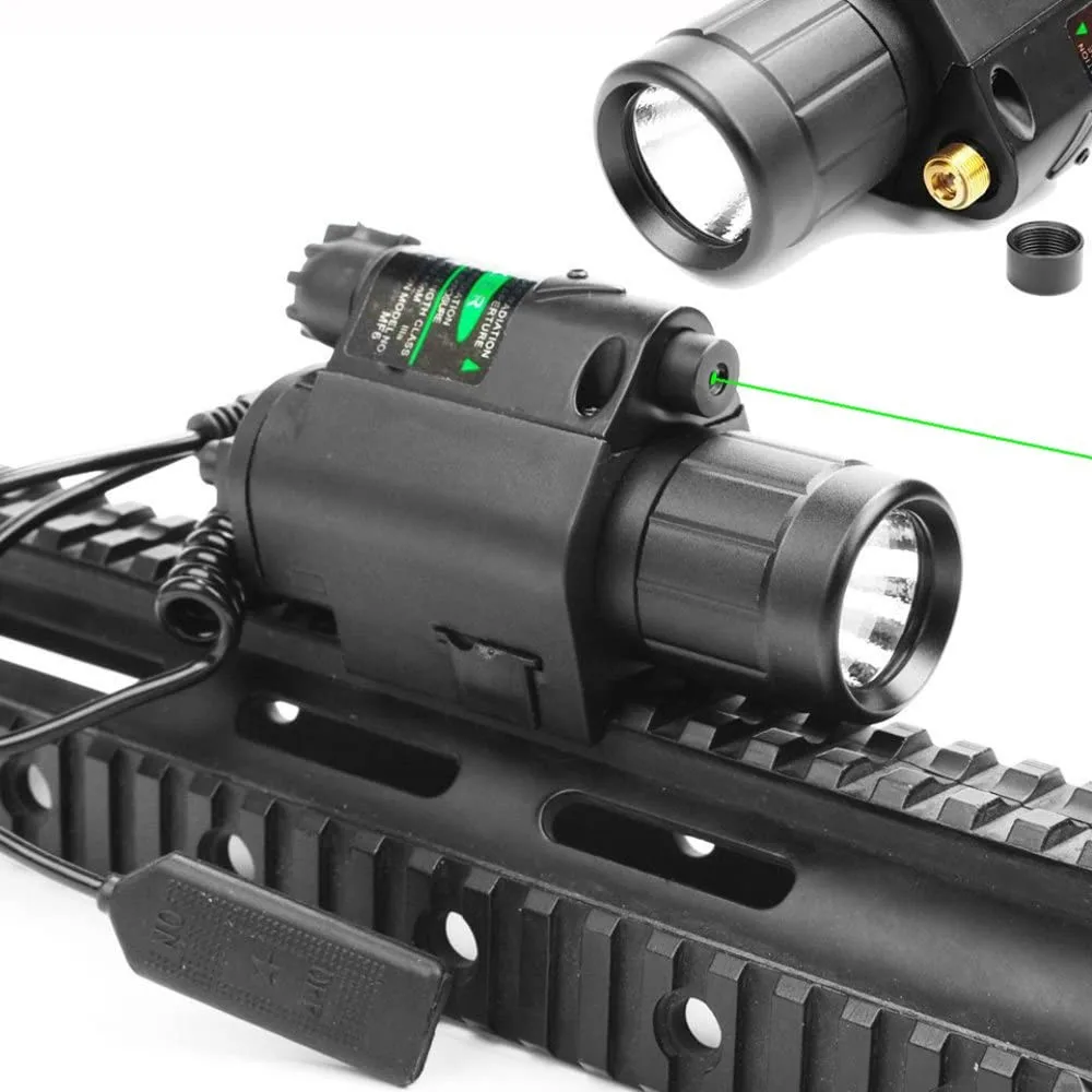 

Tactical LED Flashlight and Red Laser Sight Combo White Light Picatinny 20mm Rail Mount With Tail Switch for Hunting Pistols