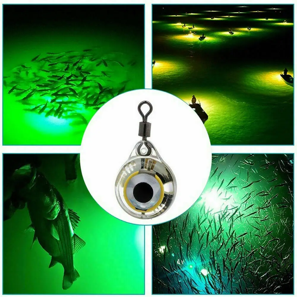 

E5 Ｍini 2Pcs Fishing Lure Trap Light LED Deep Drop Underwater Eye Shape Fishing Squid Bait Luminous Lure Attracting Fish Lamp