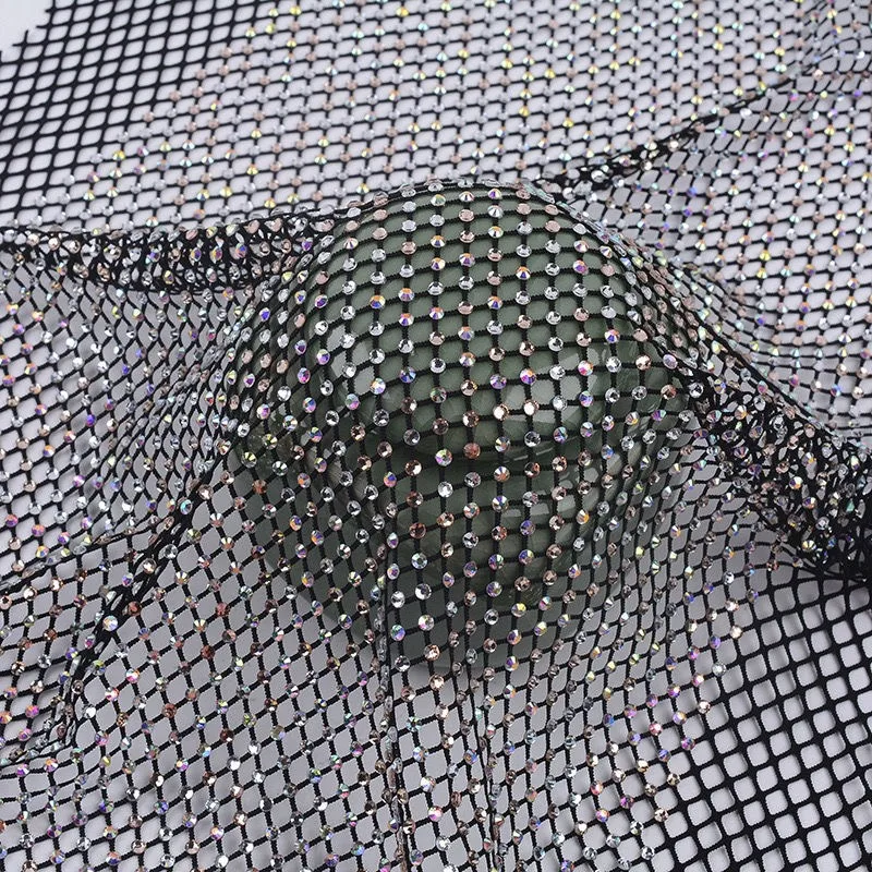 50x120 см сетчатая лента со стразами отделка AB кристалл светло-зеленая ткань