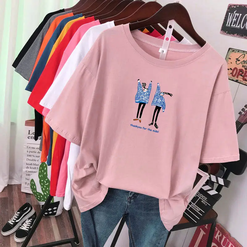 

T Shirts for Women Short Sleeve In Cotton Tees Manga Cute Sale Tall Slim Female Top Anime Polyester New Clothes Causal Pulovers