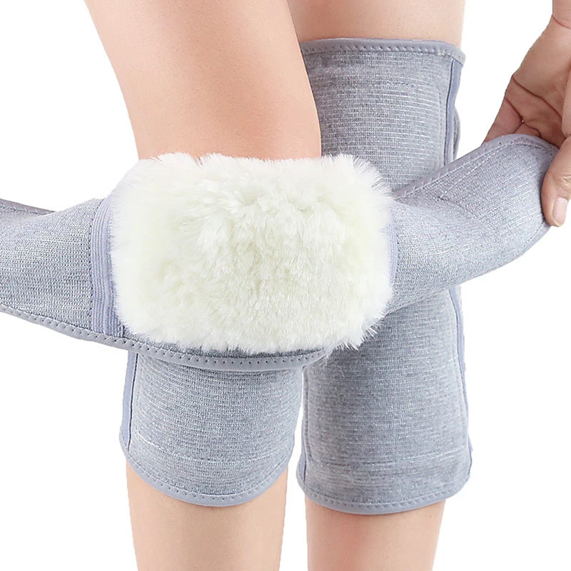 

1 Pair Outdoor Sports Warm Lengthened Knee Pads Protector Protective Elastic Wool Thermal Plush Kneepad Kneecap Kneelet Solid