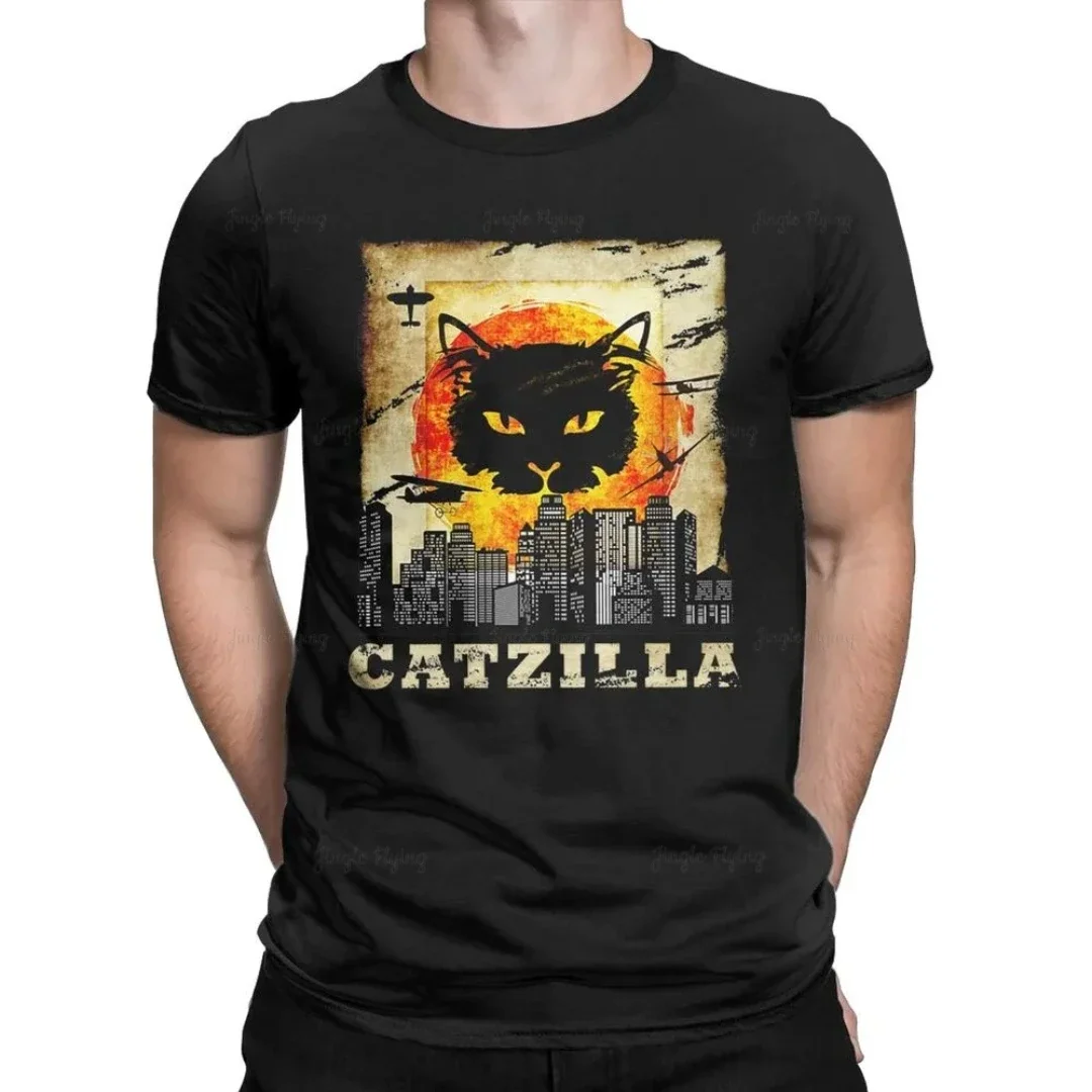 Кошка Catzilla в японском стиле кошка котенок для влюбленных Мужская футболка