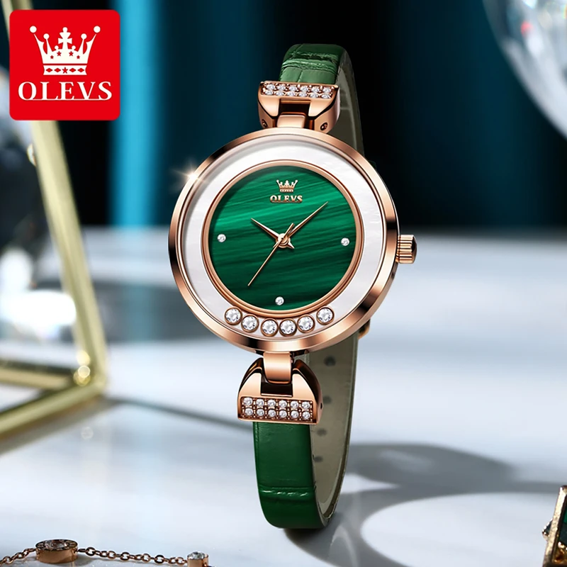 OLEVS Fashion Creative Womens Quartz Watch For Women Small Dial Casual Watch Leather Strap 30M Waterproof Watch Reloj Mujer 5540