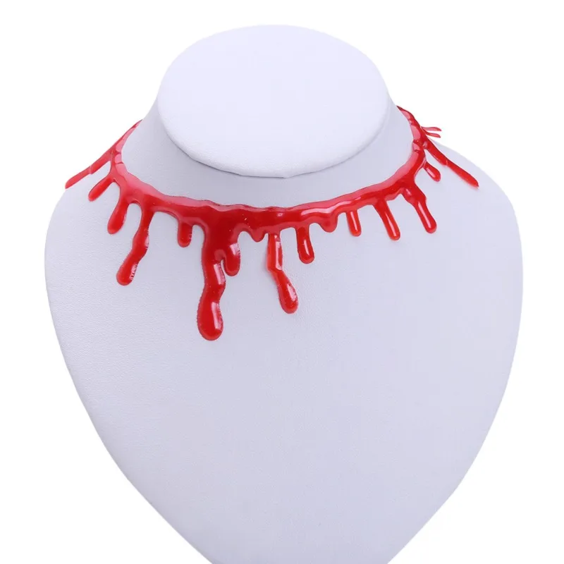 

Halloween Plasma Necklace Halloween Props Jewelry Wholesale Bloody Cut Irregular Blood Stain Necklace Creative Necklace