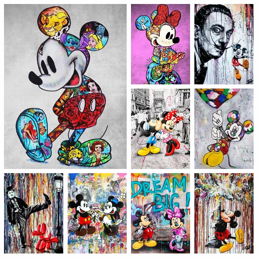 Микки Маус и Минни поп граффити искусство 5d Дисней мультфильм вышивка крестиком