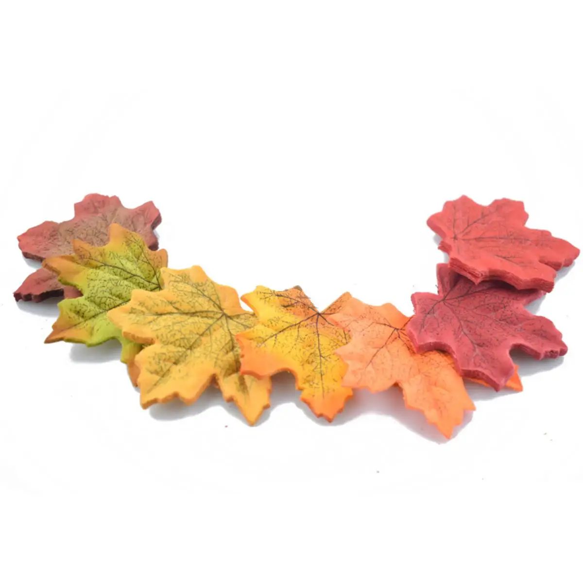 

Fake Maple Leaves Fall Silk Craft Decor Home Mixed Color Party Print Romantic Wedding 100/200Pcs 8*8cm Hot New