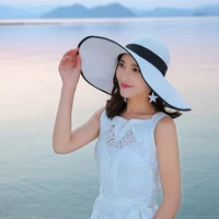 2022 big wide brim straw hat summer hat for women dome black white stitching sun hat beach hat sun protection kentucky derby hat