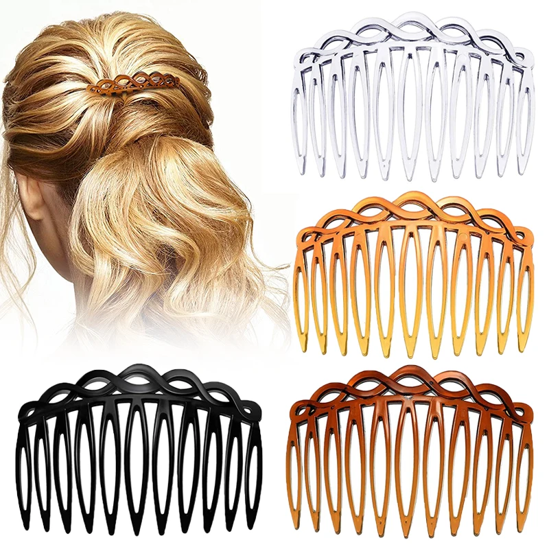 4 Colors French Hair Comb Straight Clips Claw for Women Vintage Weaving Hairpins for Bridal Wedding Hair Accesssories Barrettes