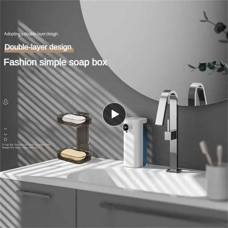 

Двухслойная сушилка для мыла, бытовая настенная сушилка для мыла, белая, полупрозрачная, зеленая полка для ванной комнаты, стеллаж для мыла, без пробивки отверстий