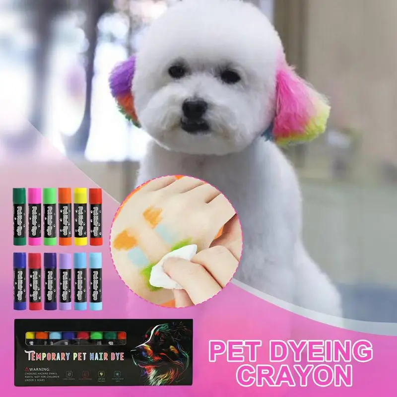 

Pet Hair Dye 12 Colors Dog Nail Polish Pen Washable Pet Safe Pet Fur Paint For Different Grooming Pets Temporary Hair Colors