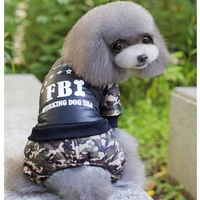 fbi dog coat jacket warm winter pet clothes thicken jumpsuit for small medium dogs clothes fashion puppy costume ropa para perro