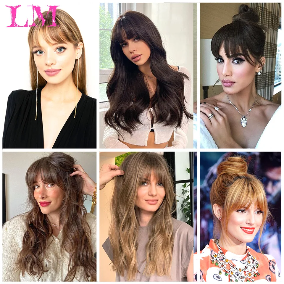 LM Hair Bangs Натуральная коричневая заколка для волос с тонкой челкой и бахромой на