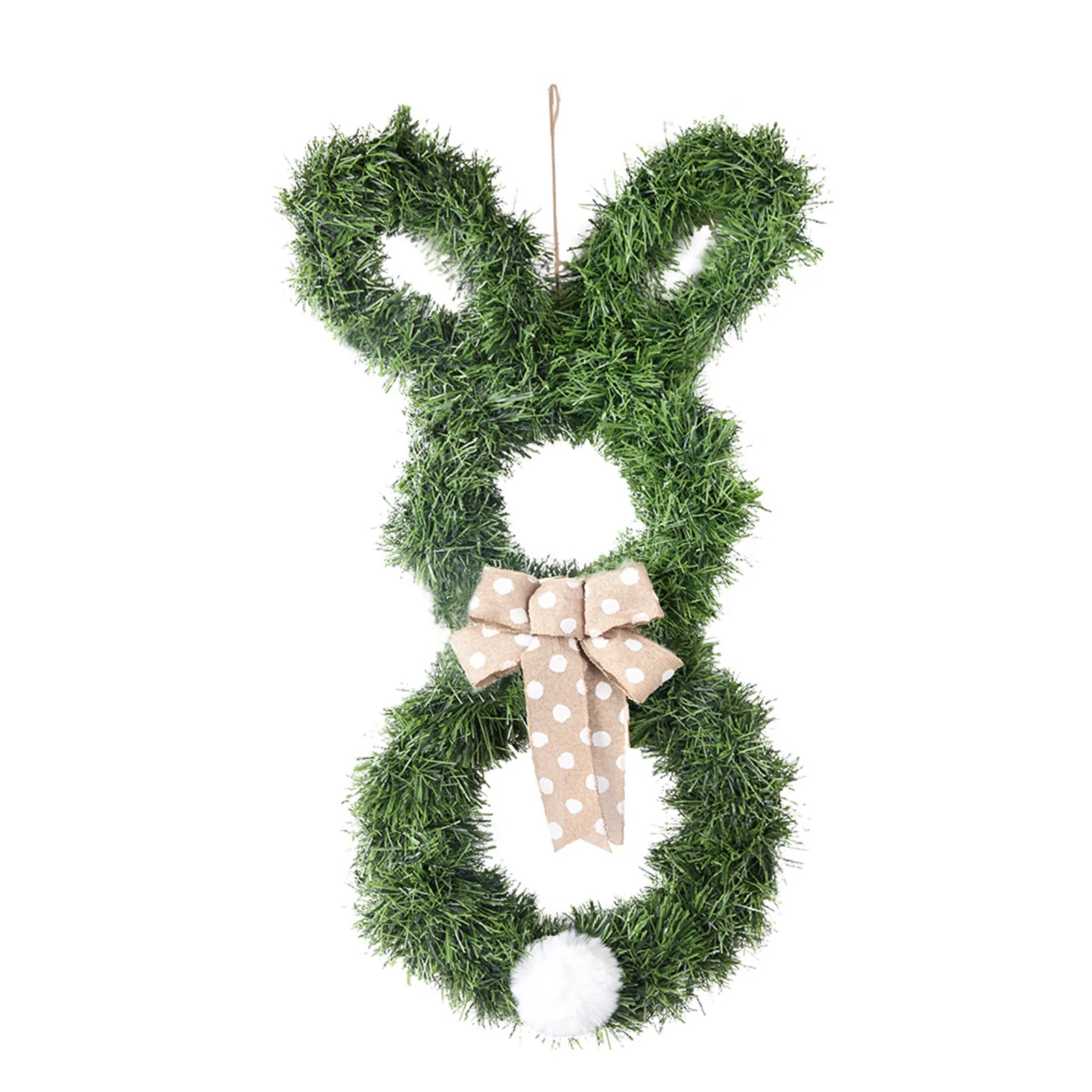 

Easter Bunny Wreath Decorations Rabbit Shaped Pine Branch DIY Craft Bow Wreath for Front Door Wall Easter Decor gass