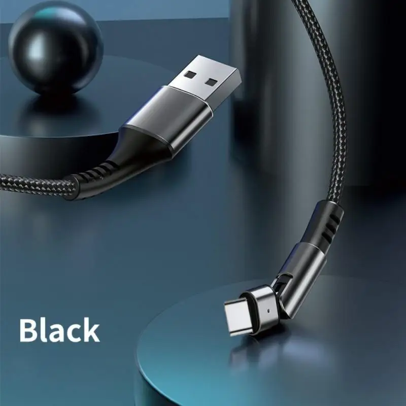 

2.4a Micro Usb Cable Led Indicator Mobile Phone Charging Wire 180 Degrees Rotate Data Line Usb Type C Cable Fast Charge Usb2.0