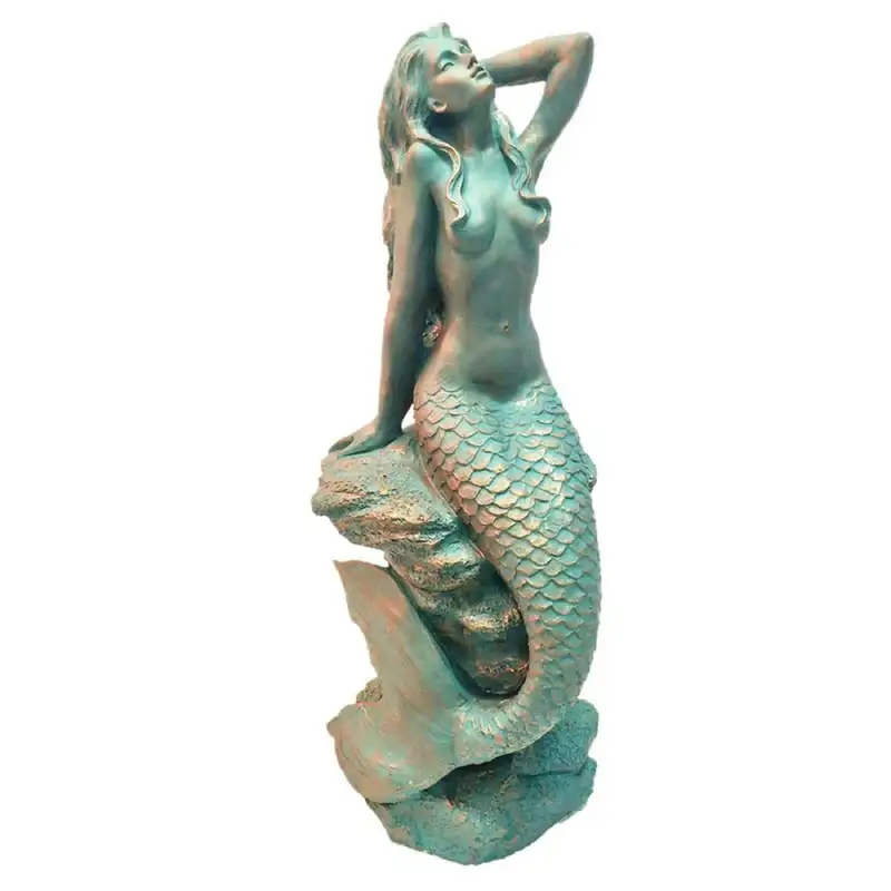 

in. Sexy Sitting on Coastal In Bronze Patina Beach Nautical Garden Statue