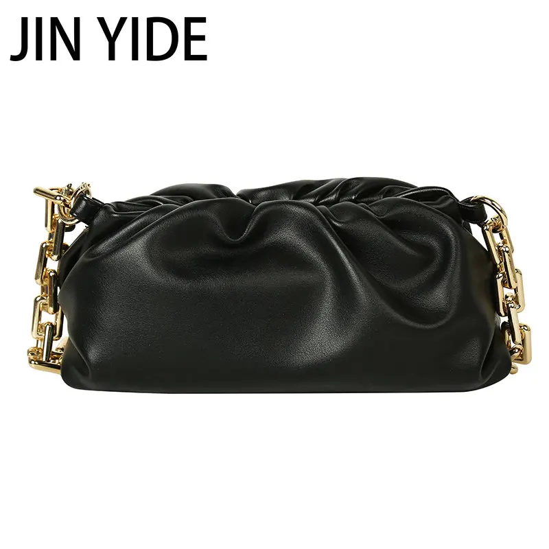 2023 Day Clutch Thick Gold Chains Dumpling Clip Purse Bag Women Cloud Underarm Shoulder Bag Pleated Designer Pouch Totes Handbag