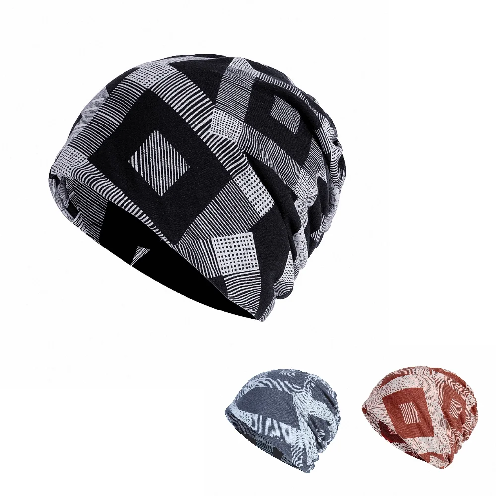 

New Spring Summer Men Women's Slouchy Beanie Geometric Pattern Hat Knitted Cap Female Male Turban Hat Gorros Bone