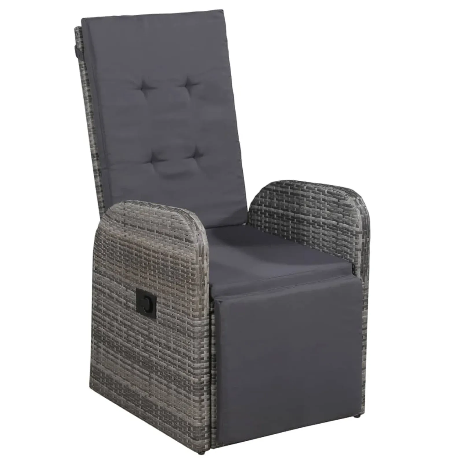 

Reclining Garden Chair with Cushion Poly Rattan Gray