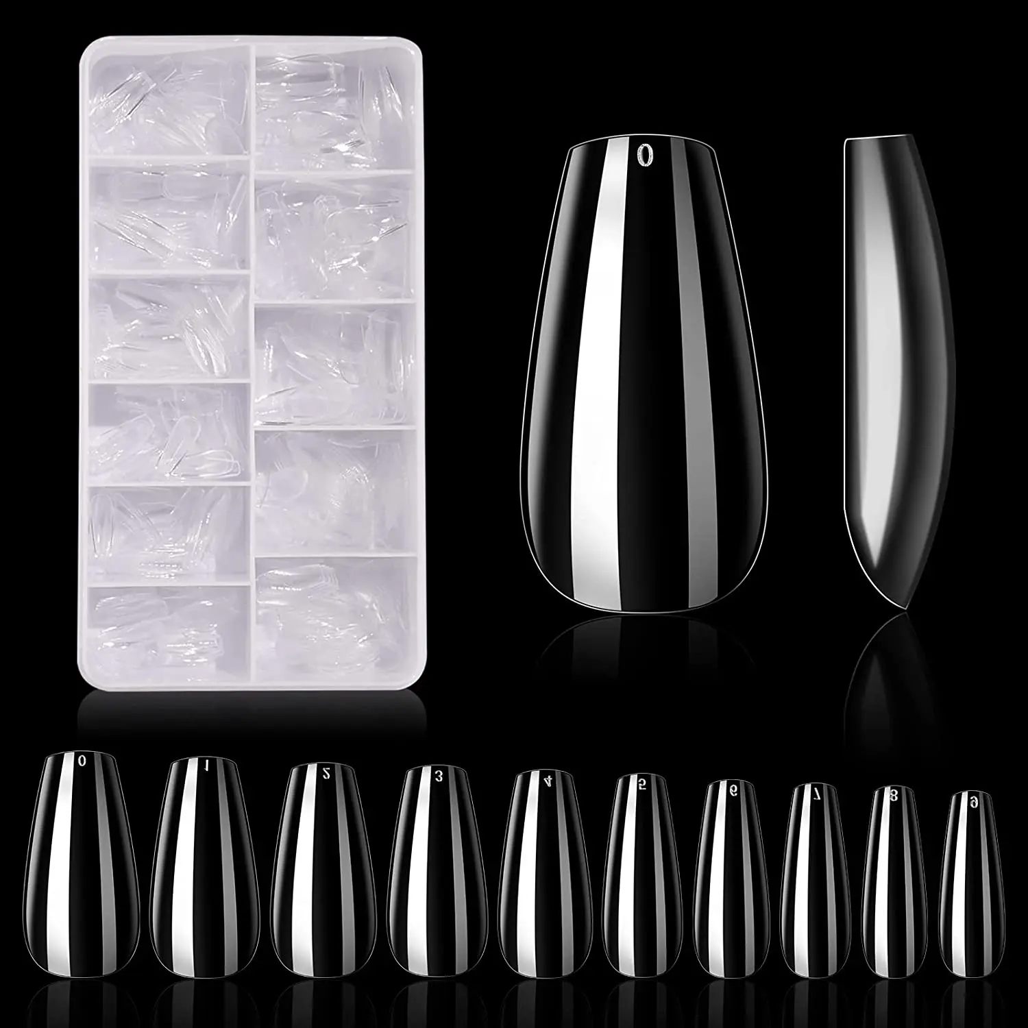 Makartt 500Pcs Soft Gel Full Cover Tips Soak Off Nail Extensions Kit, Medium Coffin Clear Fake Nail Tips Press on Nails Gelly