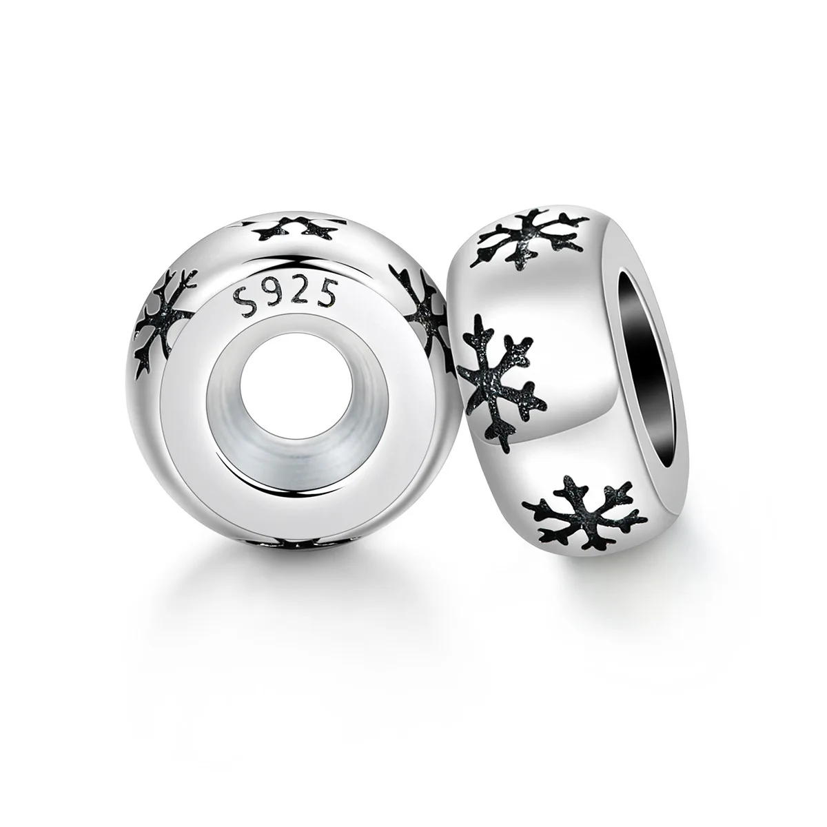 

Бусина-Шарм из серебра 925 пробы в виде снежинки подходит для европейского браслета ожерелья ювелирные изделия