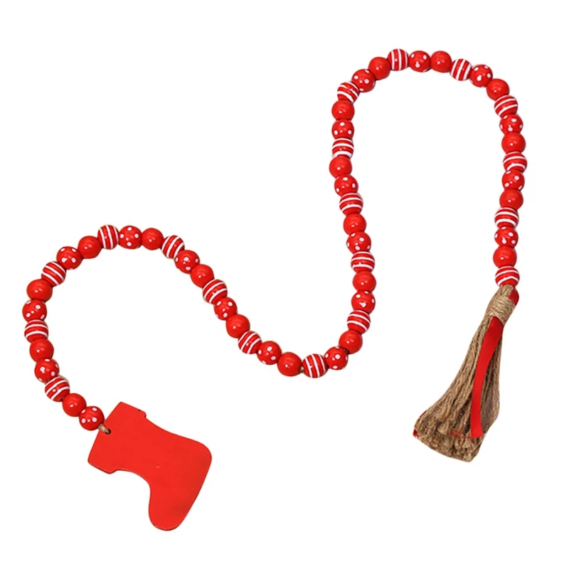 

Деревенская деревенская деревянная гирлянда из бусин с кисточками и деревянным домашним знаком для декора в несколько рядов деревенского ...