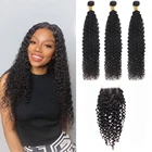 Перуанские вьющиеся волосы Джерри, пучки с застежкой для черных женщин, человеческие волосы, 3 пряди с застежкой, человеческие волосы для наращивания