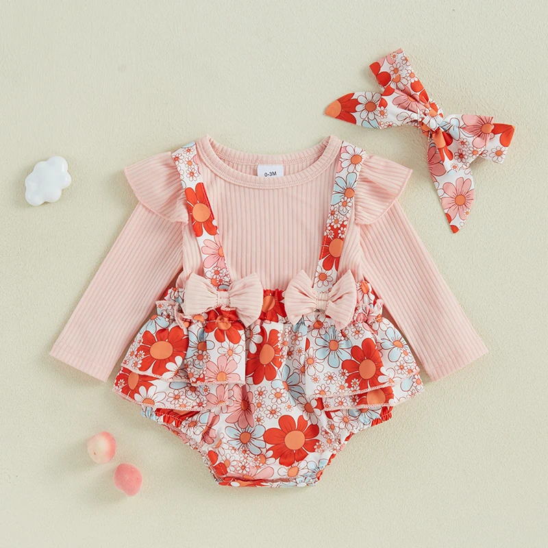 Детский комбинезон с длинными рукавами и оборками бантом